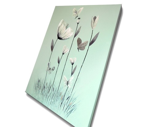 Duck egg blue white flowers - blue,,