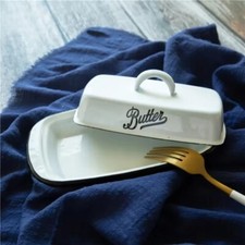w/ Lid Enamel Butter Dish