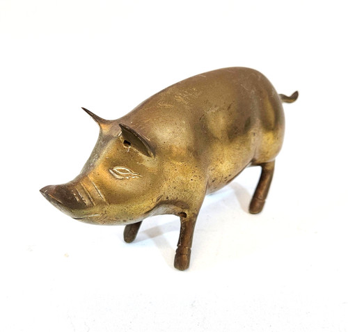 Vintage brass pig - brass,