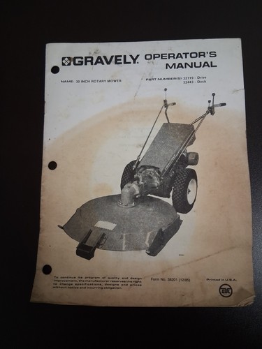 Gravely operator s - ￼￼gravely, operator’s