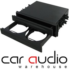 Universal Single Din Fascia Tray Storage Box and Cup Drink Holder Black CT24UV20