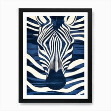 Zebra Head Art Print Framed
