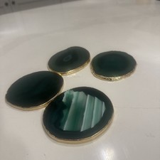 Green White Agate Gold Edge