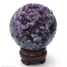 Sphere 66mm Grape Agate 350g Gemstone Crystal Ball Natural Mineral Inc Stand