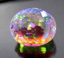 AAAA+ Rainbow Mystic 48 Ct Topaz Oval Shape Certified Loose Gemstone