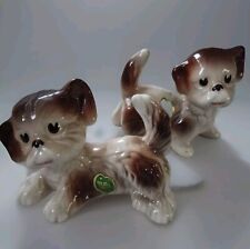 2 x Puppy Shihtzu Dogs Vintage Melba Ware Staffordshire Figure  1950's Kitsch  