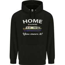 Home Is Where You Moor It Long Boat Barge Mens 80% Cotton Hoodie