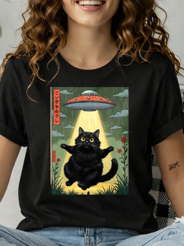 Japanese style ufo black cat - japanese,