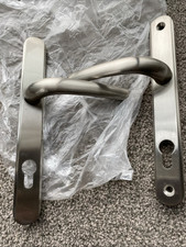 White uPVC Door Handle set 92pz sprung double glazing pair lever 245mm