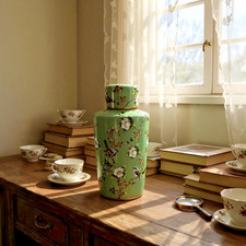 Bird Floral Ceramic Ginger Jar