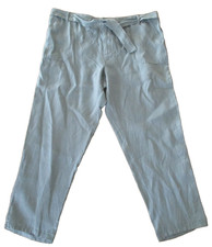 George light khaki green elasticated back belted linen trousers size 20 L 28"