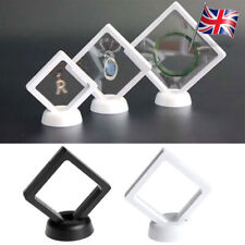 3D Floating View Jewelry Coin Display Frame Pendant Holder Box Case with Stand