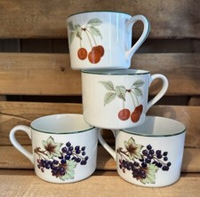 4 x New Royal Worcester China Cups - Evesham Vale Cherries Grapes Leaves - #MC60