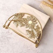 Elegant Metal Napkin Holder with Base Decor Golden Iron Art Tissue Dispenser UK