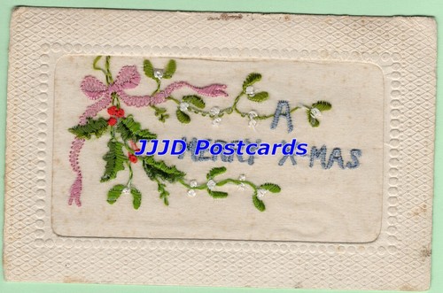 Embroidered silk postcard a - silk,