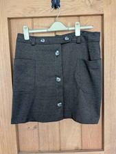 Ladies Skirt Size 16 Brown with Tortoiseshell Button Detail Pre-Owned