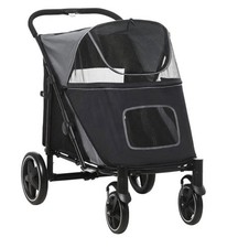 PawHut Foldable Dog Carriage w/ Universal Wheels, Shock Absorber - Black