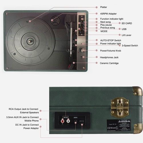Vintage record player - record,