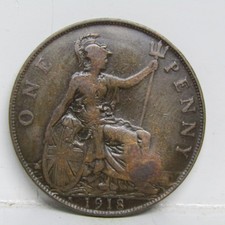 1918 H George V One Penny Coin