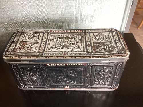 Vintage metal tin - metal, chivas