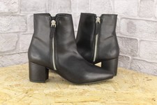 BLACK FAUX LEATHER BLOCK HEEL