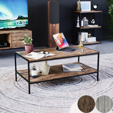 SALE Industrial Coffee Table Rustic Style Living Room Furniture Dark Wood