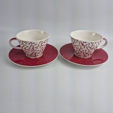 Villeroy & Boch New Wave Pink Branch 2 Cup & Saucer Set Fine China Germany