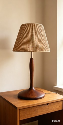 Rare temde teak lamp - temde, sisal