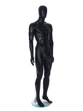 FULL MALE MATT BLACK MANNEQUIN EGG HEAD RETAIL DISPLAY SHOP FITTINGS