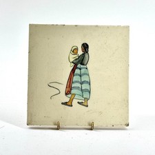 Vintage Hand-Painted Ceramic Wall Tile Mother & Child Artwork