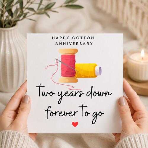 Cotton anniversary card 2nd - anniversary,