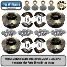 Ifor Williams KS0825 Style Trailer Brake Drum 200x50 4 Stud 5.5 Inch PCD Kit4 x4