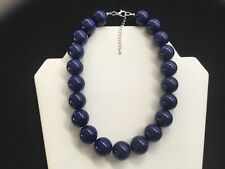  Chunky Light Navy Bead Choker Necklace