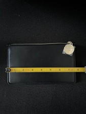 Stella McCartney Black Logo Charm Zip Pouch Wallet Wristlet Brand New 7.5" x 4"
