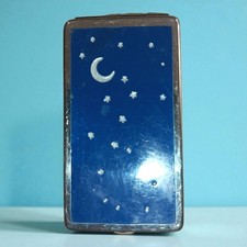 Bourjois Paris Vintage 50s Moon/Stars Rectangular Compact Silver Tone Signed. 