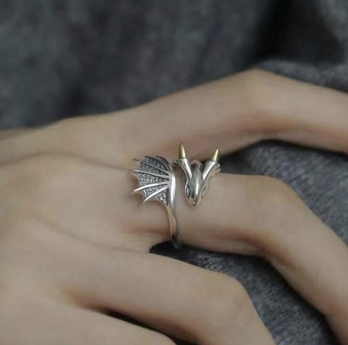 Silver and gold dragon ring - ,