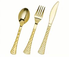 60 Set Gold Plastic Cutlery