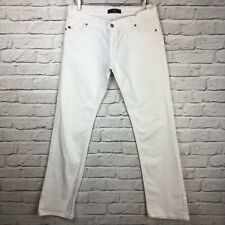 Victoria Beckham White Jeans Trousers UK 34” X32” Straight Leg Silver Crown 