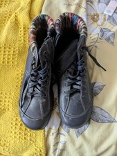 Pavers Boots Size 5 Leather Navy Blue Side Zip And Lace Up Low Heel WBINS28027