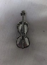 Violin Pin Badge Silver Viola Fiddle Decorative Brooch Orchestra