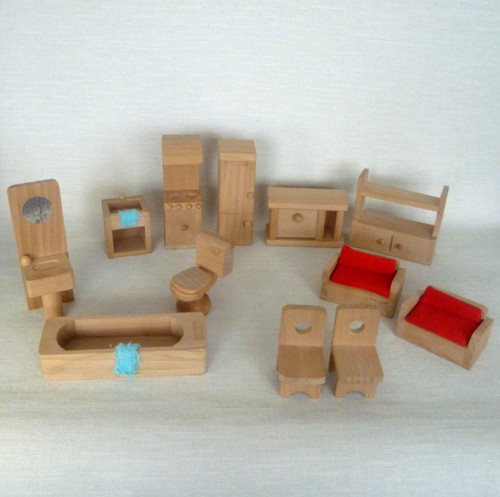 Wooden dolls house furniture - wooden,