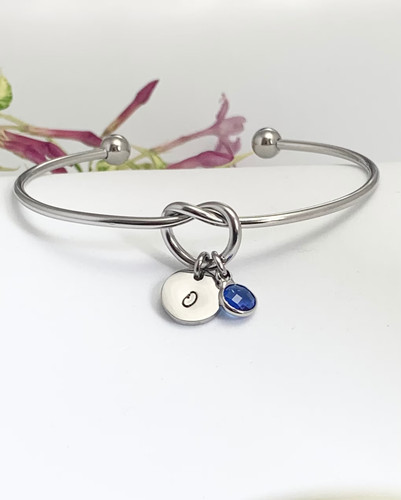 Love knot bangle initial and - bangle,