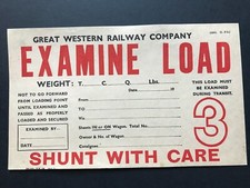 Large 1942 GWR Wagon Label