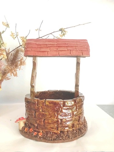 Pottery wishing well planter - wishing,