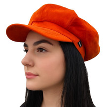 Velvet Baker Boy Hat Orange Velvet Newsboy Hat by CRAGGI