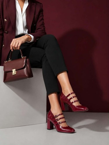 Burgundy patent block - 🍷✨,