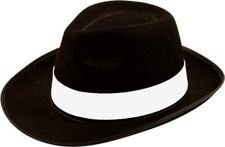 Adult Mens Black Gangster Hat