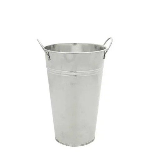 Galvanised metal vase - galvanised,