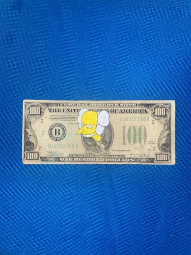 Kaws burns dollar bill art - dollar,