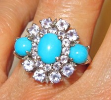 Beautiful 925 Sterling Silver Sleeping Beauty Turquoise Ring UK size "R"